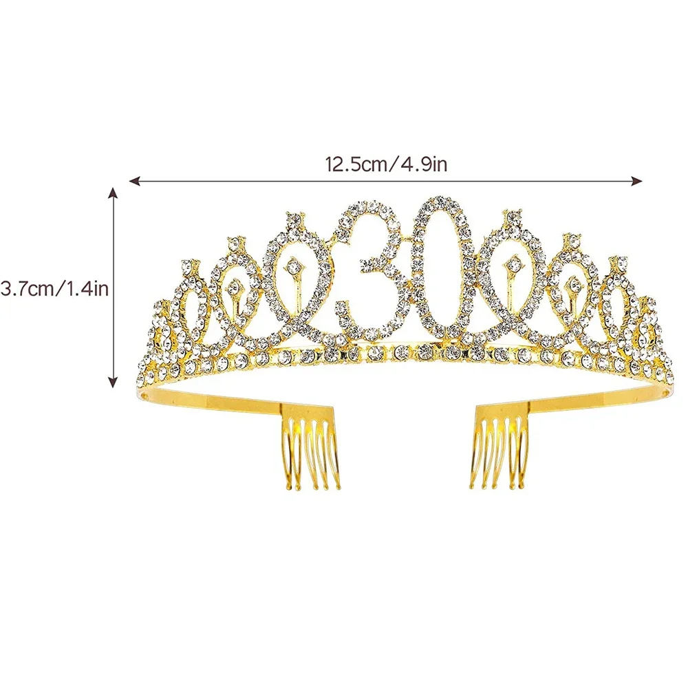 30 40 50 60 70 80 Birthday Tiara Crown Headband for Women Happy 30th 40th 50th 60th 70th 80th Birthday Party Decoration Gifts