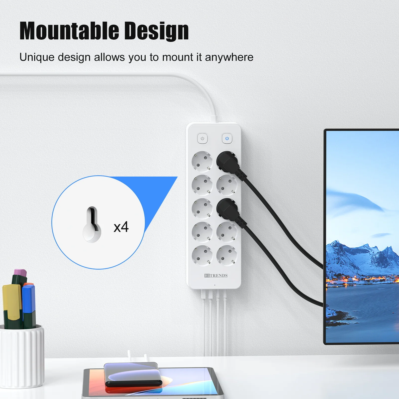 10 Way European Power Strip with 2 USB A 2 USB C PD20W fast charging Multiprise Socket Double switch Surge Protection 2m cable Sa7301ccd6d6b4f57875771d0de1063a7n