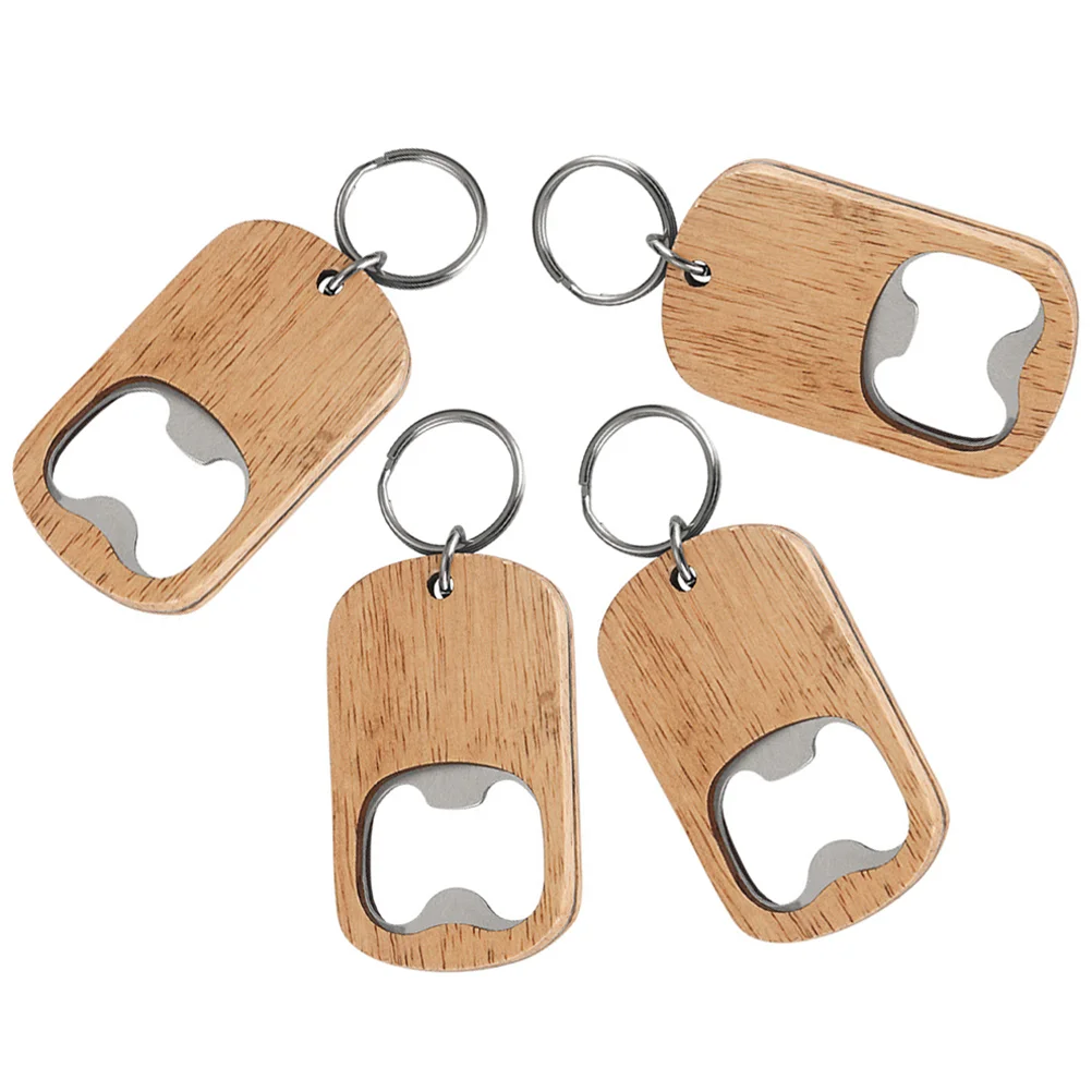 

Easy Beer Bottle Opener Wooden Handle Bar Kitchen Accessories Party Favors Small Flat Key Chain Keychain for Men Soda