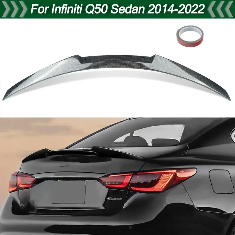 

Для 2014-22 Infiniti Q50 Sedan Highkick Duckbill спойлер для багажника из углеродного волокна