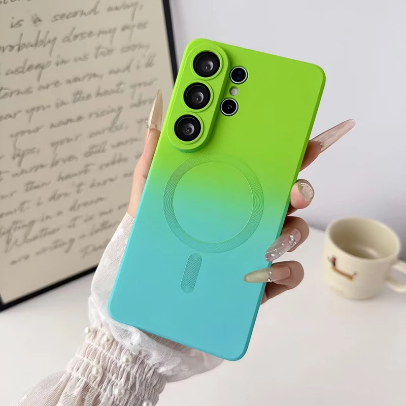Dual Color Magnetic Wireless Charging Lens Protective Phone Case