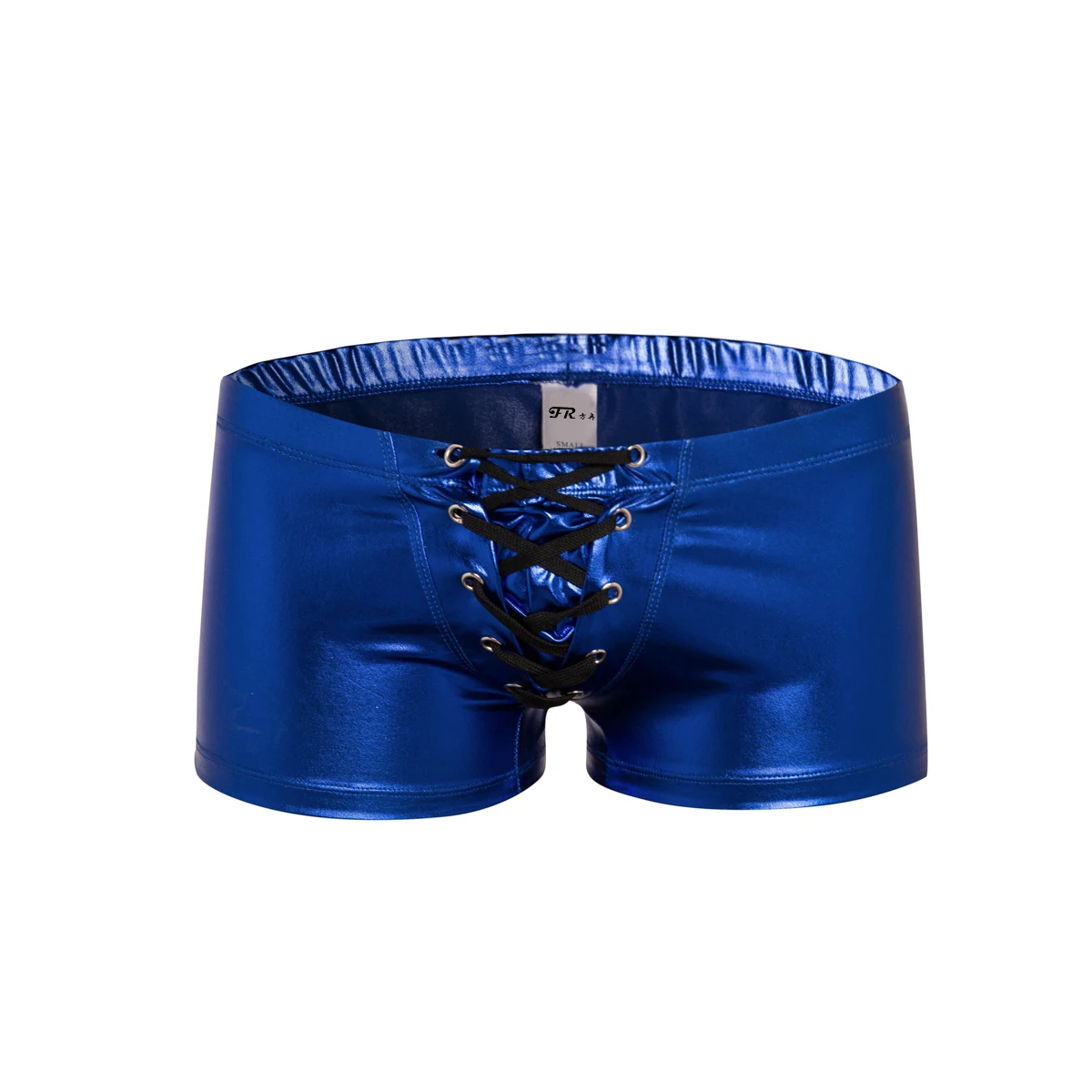 

Men Sexy Althetic Strap Underwear Lace Up Short Boxer Patent Leather Boxers Underwear Underpants Shorts