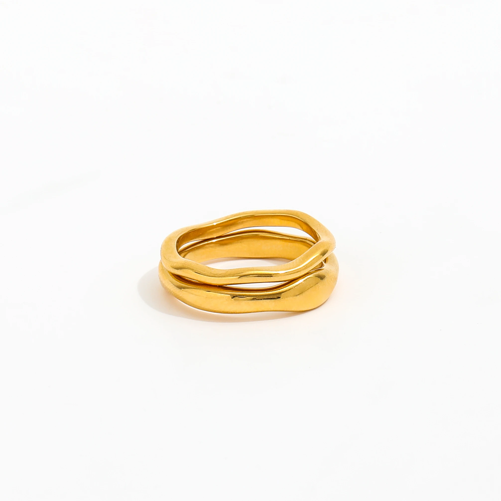 Joolim Jewelry High End PVD No Fade&Waterproof Fashion Minimalist Wave Shaped Stainless Steel Ring for Women stainless steel ring finger ring