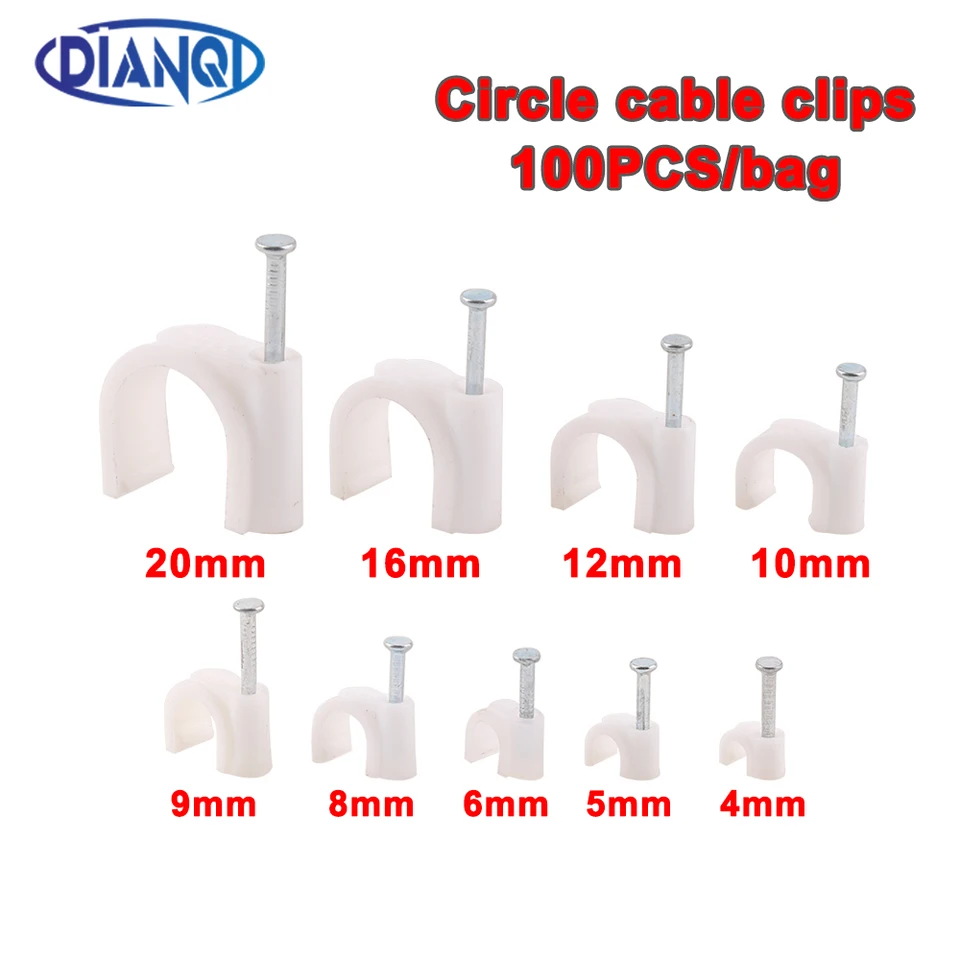 Round White Circle Cable Clips  Plastic Round Nail Cable Clip - 6mm Circle  Cable - Aliexpress
