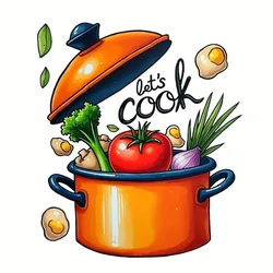 Let's Cook Decorative Wall Decal - 10cm - Longest Side (MT1554 - PVC)