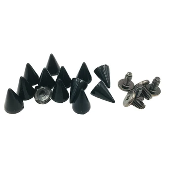 100sets 7x10mm Painted Black Cone Spots Metal Studs Spikes Leathercraft Rivets Punk Spike Clothes Bags Belt Pet Collars