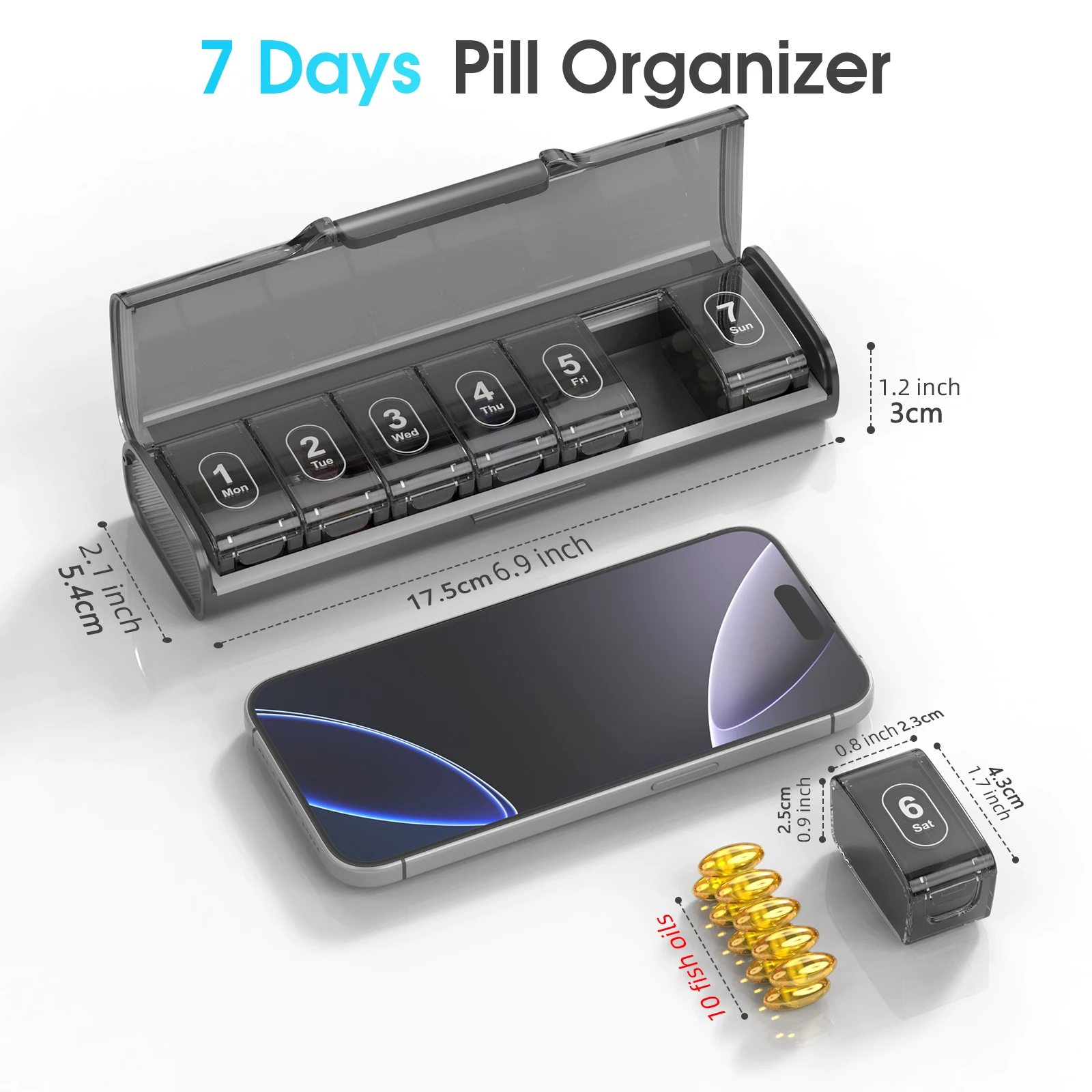 Weekly Pill Organizer - Portable, Large-Capacity Dispenser with Easy-Access Compartments, Dustproof & Moisture-Proof Design for Secure Outdoor Medication Storage