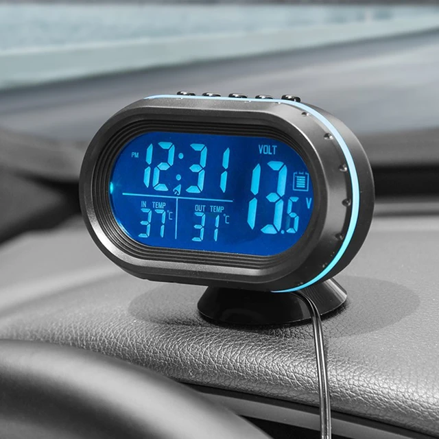 12/24V Car Volt Meter Auto Digital LED Car Voltmeter Thermometer