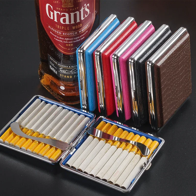 

Leather Cigarette Box Case Holder Cigar Cigarette Clip Storage Box Case Container For 20 Cigarettes Storage Case Gift