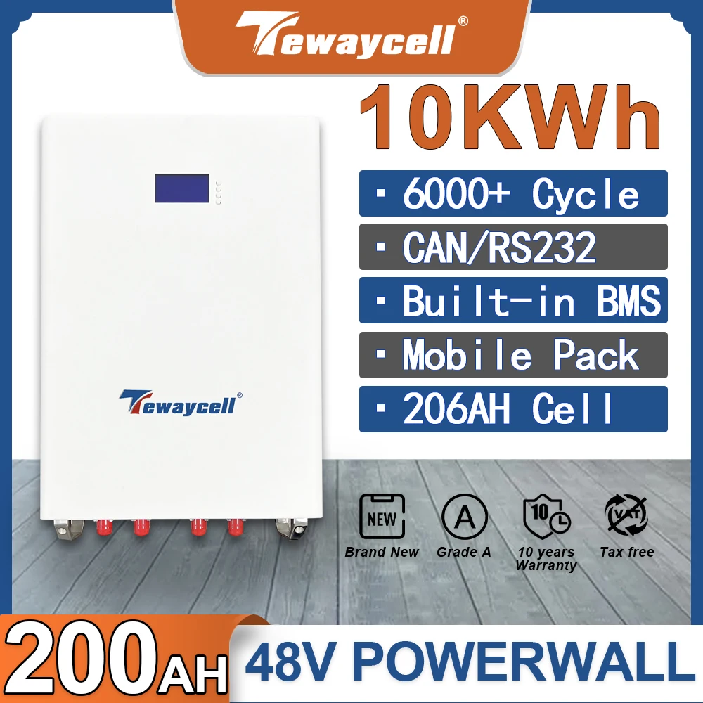 48V 200Ah LiFePO4 Battery Pack 10KWh Power Wall 6000 Cycle Lithium Iron ...