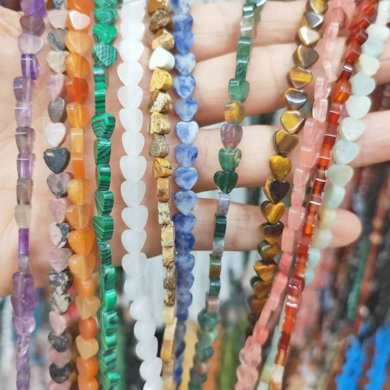 

New Natural Stone Heart Shaped Loose Beads Handmade DIY Bracelet Necklace Keychain Women's Earrings Jewelry Accessory Wholesale