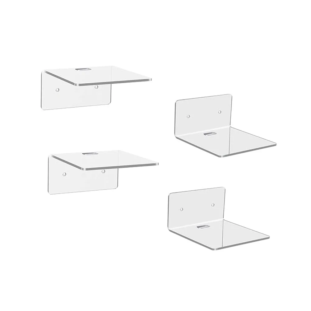 1pcs Wall Shelves  Acrylic Floating Shelves Small Clear Shelf Display Ledges Adhesive Hanging Shelves for Smart Speaker Action 5