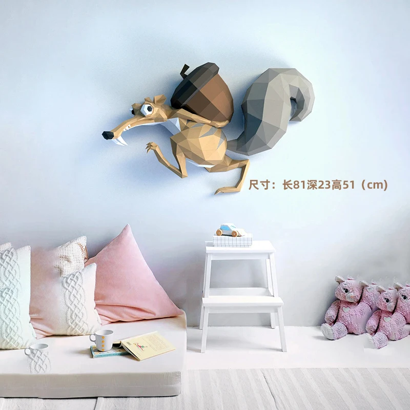 80cm Squirrel 3D Paper Model Home Decor Wall Decoration Papercraft DIY Puzzles Hand Made Creative Educational Toys 3d paper model,paper jigsaw puzzle