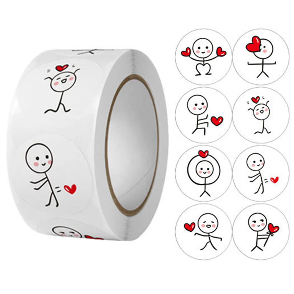 100-500pcs Valentine's Day Sticker Love Labels for Wedding Holiday Gift Decoration Envelope Seals Stickers Scrapbooking Stickers 500pcs cartoon matchstick men sticker gift decoration envelope scrapbooking diy hand account sealing stickers goo card stickers