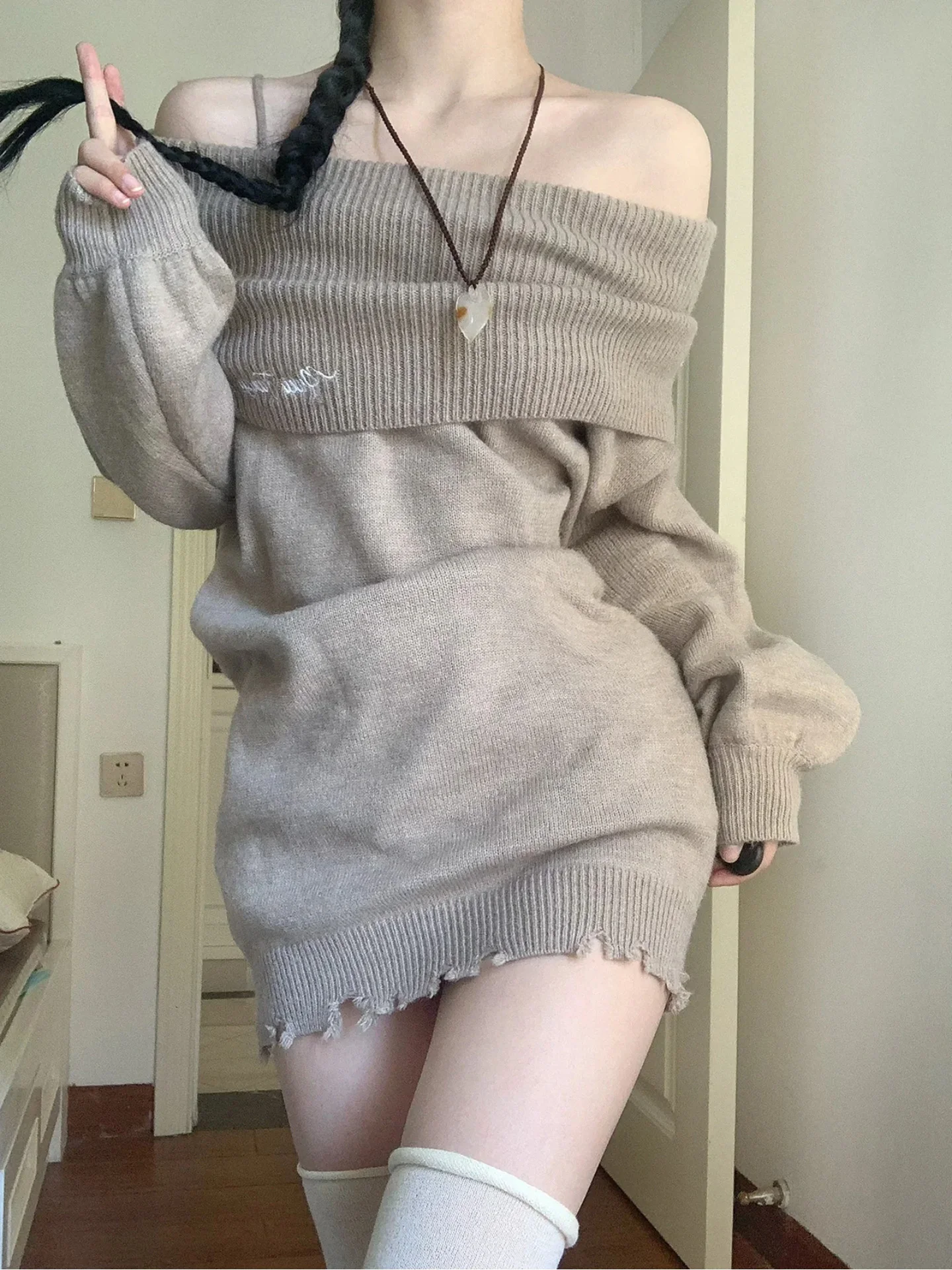Women's Hollow Out Drop Shoulder Sweater Cover Up Without Cami Top HY6KKSCARC