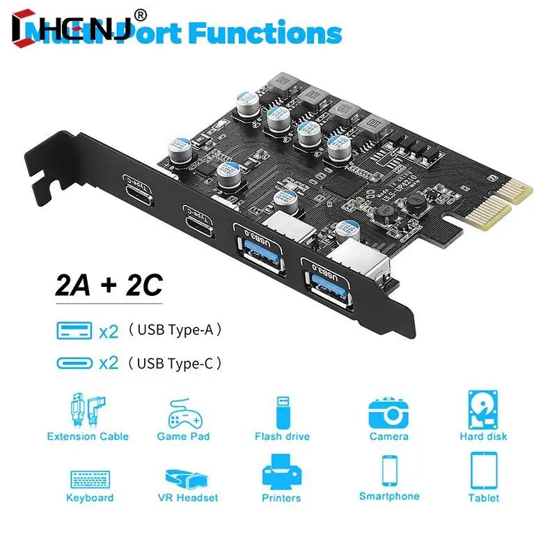 

PCI Express Card 2Port USBA/ USBC 5Gbps USB3.2 Gen1 USB3.0 PCIE Card Expansion Add On Card Adapter For Windows/MacOS/Linux