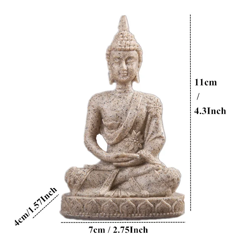 Creative Southeast Asian Mini Zen Meaning Buddha Statue Sculpture Decor, Home Living Room Buddhist Hall Decoration Resin, 1Pc