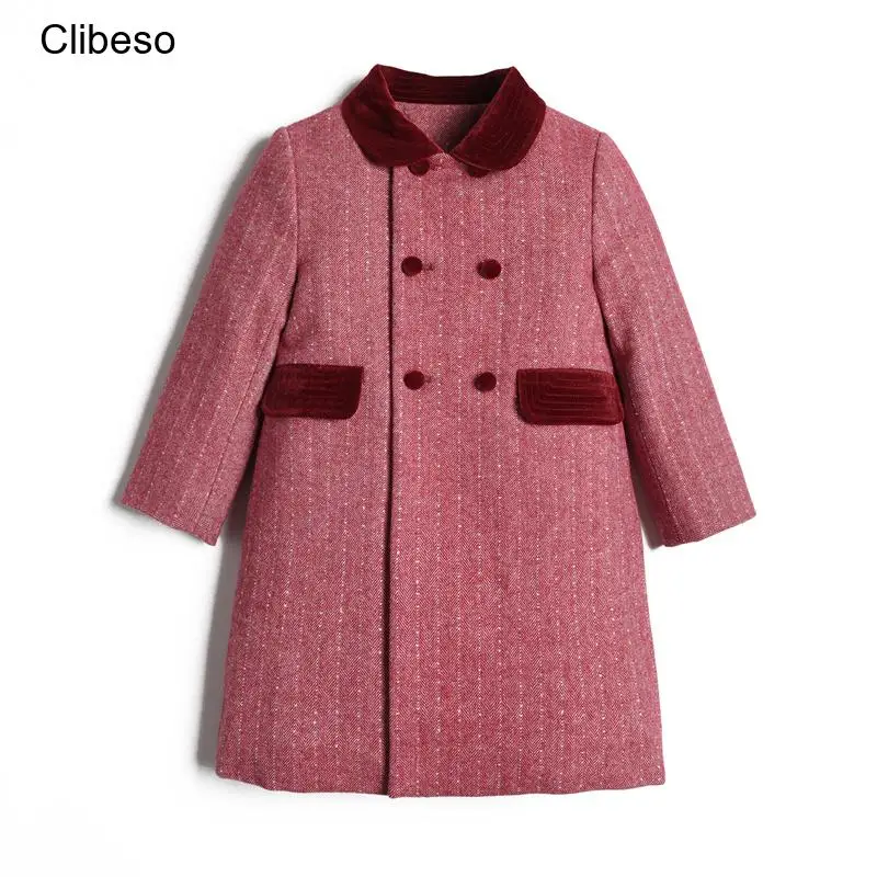 

2024 Clibeso Winter Kids Coat for Girls Infants Vintage Jackets Girl Cotton-padded Children's Outdoor Clothes Teens Outerwear