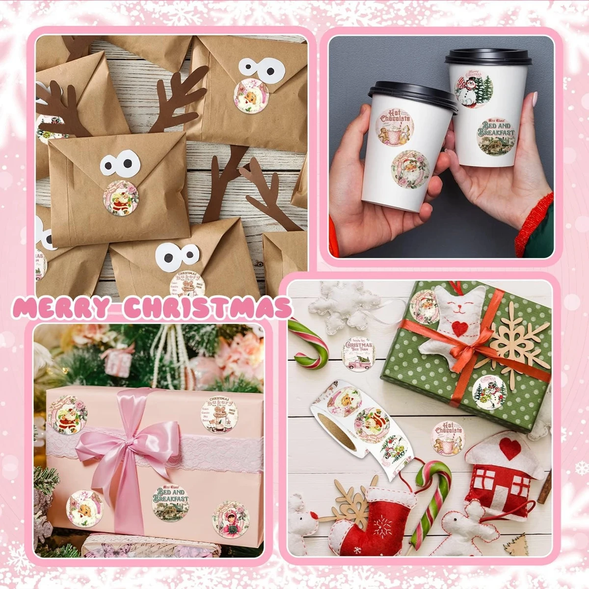 500 Stück 2,5 cm Weihnachtsaufkleber für Umschläge, runde Frohe Weihnachten-Aufkleber, 8 Designs, Weihnachtsgeschenk, Dekor-Aufkleber – Detail 14