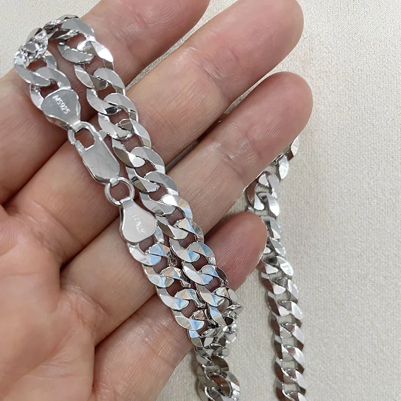 Collana Sottile Da Uomo Di Pepite Di Argento Puro E Solido - Foto 11