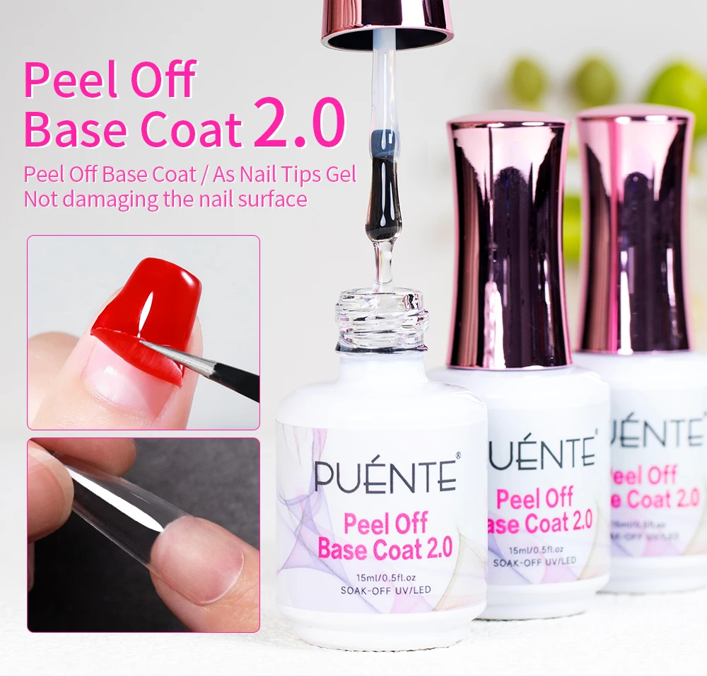 Description Picture 2 of itemPUENTE New 15ML Peel Off Base Coat Clear Function UV Nail Gel No Need Remover Peelable Varnish Nail Tips Glue Gel No Hurt Nails