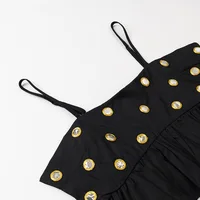 VEITCHE Women Metal Hollow Pleated Suspender Skirt Suit Sexy Sleeveless Vest High Waist Mini Skirt Lady Vacation Dress Set - Image 6