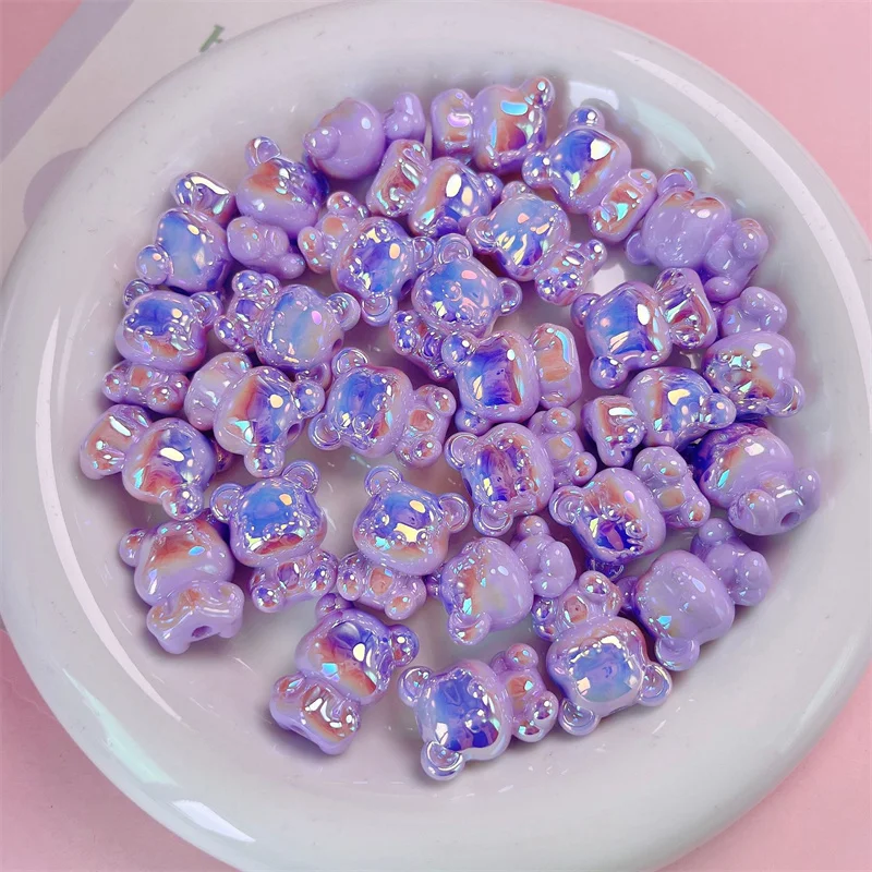 Vibrant 10-Piece Multicolor Bear Acrylic Bead Set