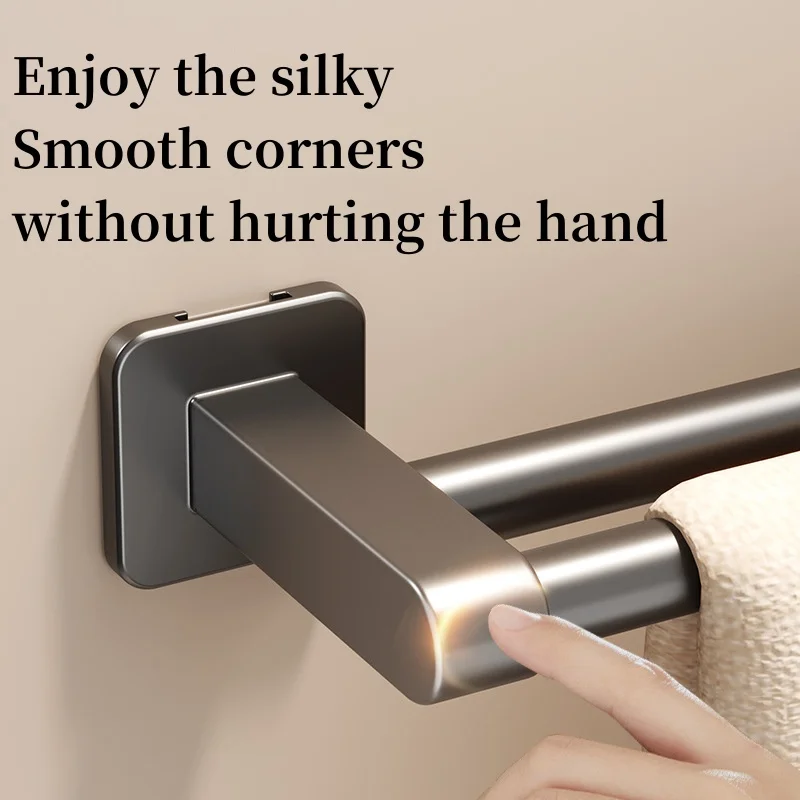 Towel Rack Towel Holder Towel Hooks-Space Aluminum Multifunctional Non-perforated Wall-mounted Bathroom Towel Rack Slippers Hanger