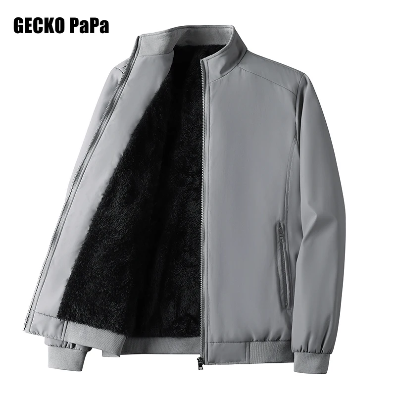 Autumn Men Jackets Fashion Casual Stand Collar Male Outwear Winter Fleece Warm Windproof Men Bomber Jackets New Men Clothing