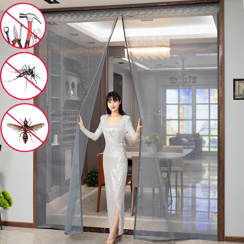 Tool-free Magnetic Mosquito Net Summer Anti Bug Fly Door Curtains Mesh ...