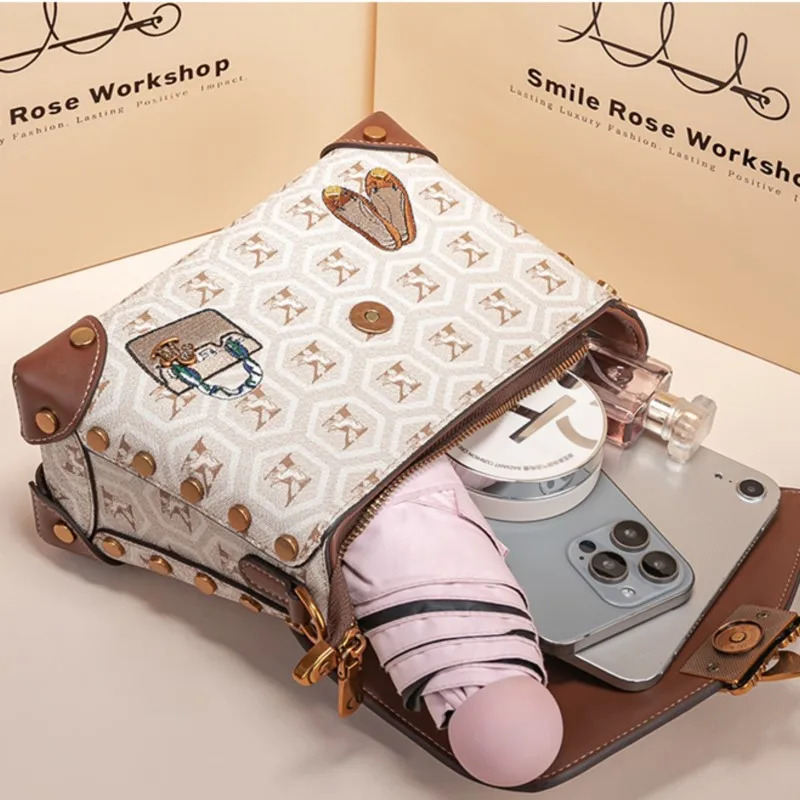 حقيبة يد مصممة بتصميم كلاسيكي حقيبة مربعة صغيرة لل...