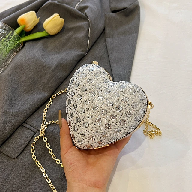 Cute Love Heart Mini Crossbody Bag For Women Luxury Gold Silver Wedding  Party Evening Bag Fashion Versatile Shoulder Handbags