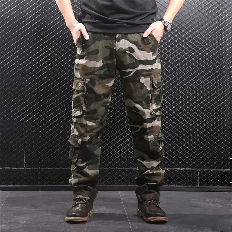 thumbnail image 1 of Pantalones multibolsillos ajustados con múltiples bolsillos, nuevos pantalones para hombre, pantalones cargo ajustados de calle de alta calidad para hombres, pantalones de estilo coreano, pantalones e, 1 of 4