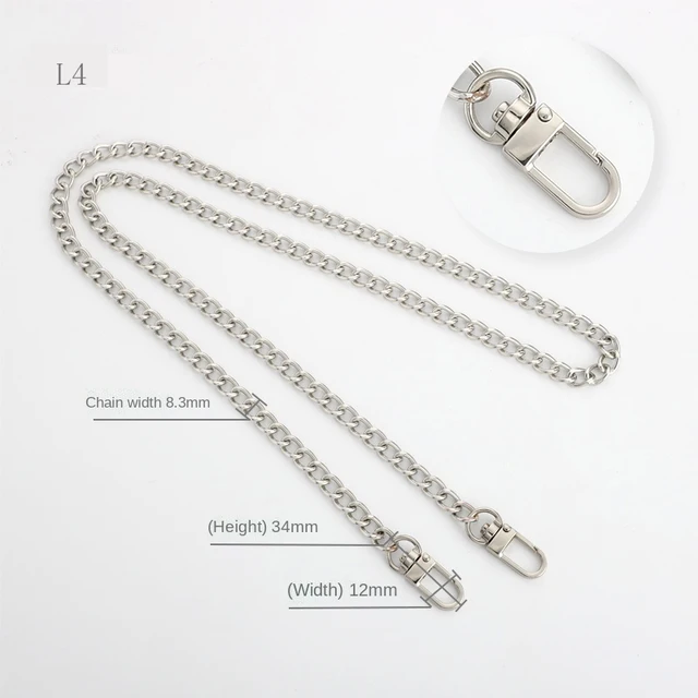 Multicolor Bag Chain Accessories Gold Women's Shoulder Bag Chain Metal Bag Chain Strap Crossbody Bag Parts Belt Chain for bags L04-Bright silver
