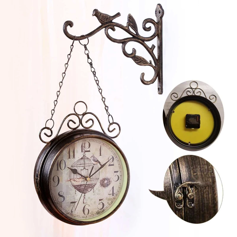 Antique Double-Sided Outdoor Garden Wall Clock 6