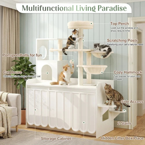 Cat Tree with Litter Box Enclosure 4