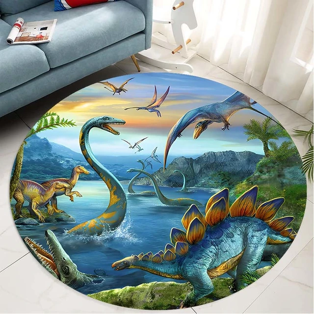 Tapis dinosaure rond musique • Tapis Modernes