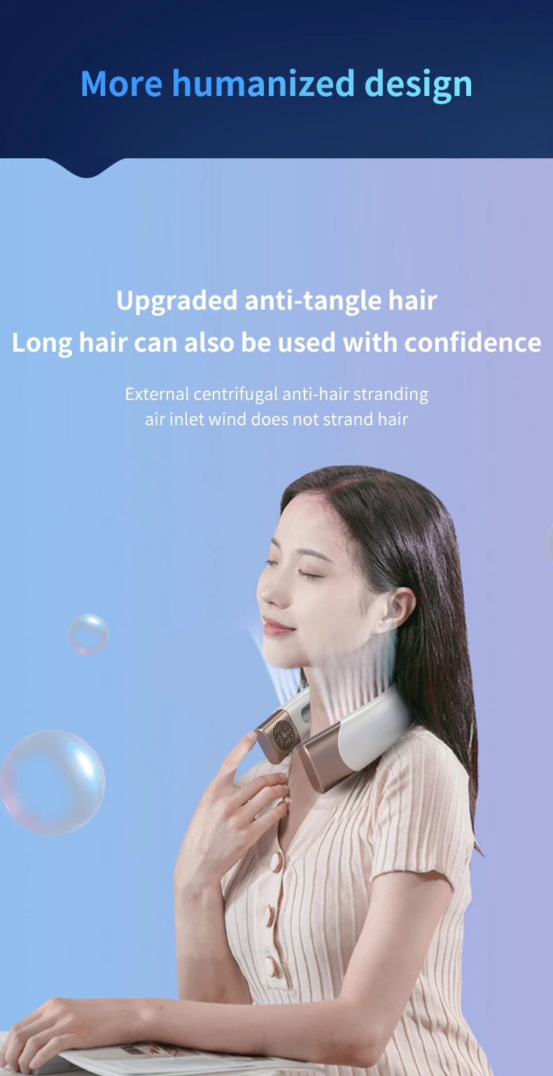 Portable Neck Fan Wearable Air Conditioner USB Rechargeable Air Cooler 5 Speed Electric Fan for Outdoor Ventilator 5000mAh Fans