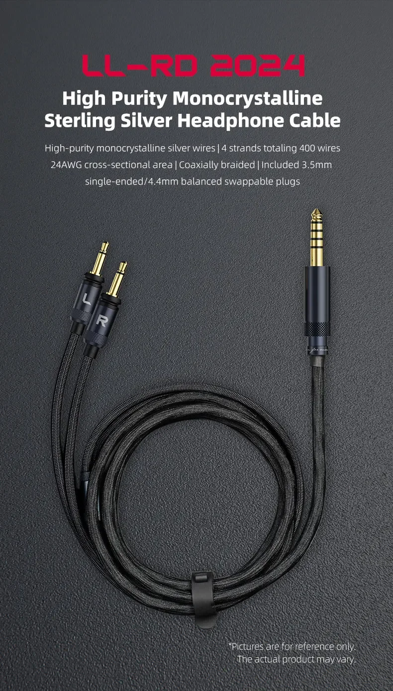 FIIO LL-RD 2024 高純度単結晶純銀線 高品質アップグレード FIIO LL-RD 2024 高純度単結晶シルバー 4.4mm/3.5mm オス