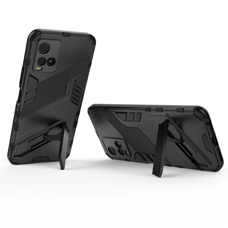 Enhanced Shockproof Phone Bumper Holder Kickstand Cover Case with PC Back