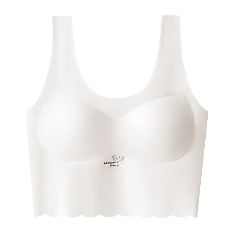 Girls' Comfortable Breathable Sports Training Bras Seamless Puberty Girls' Extended Vest-style pure-colored Underwear