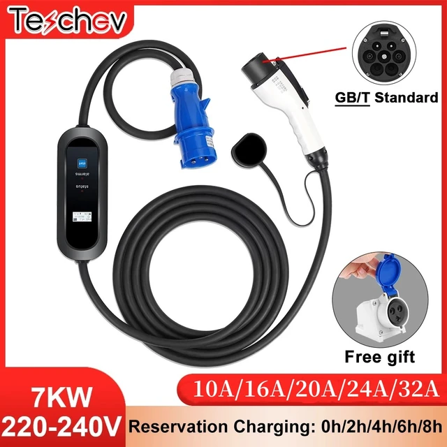 Buy Wholesale China 32a 7kw 1phase Ev Charging Cable 10m Type 2 To