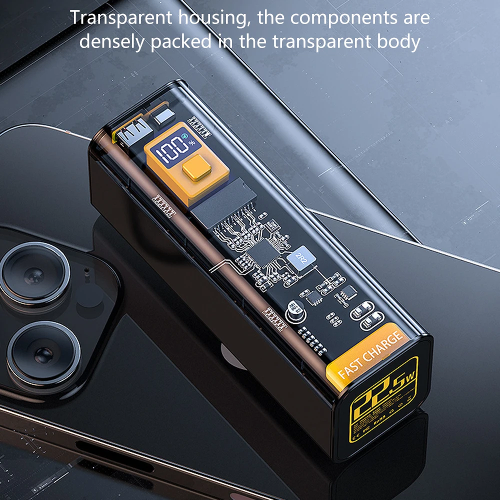 DIY 40000mAh Mobile Power 22.5W  Power Bank  Fast Charge Input/Output Transparent Battery Case Mobile Phone Accessories - 5