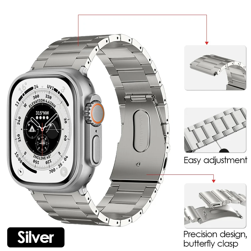 Titanium Metal Strap For Apple Watch 8 7 SE 6 5 4 3 Ultra 49mm Band Correa For Apple iWatch Series 45mm 41mm 40mm 38mm 42mm 44mm