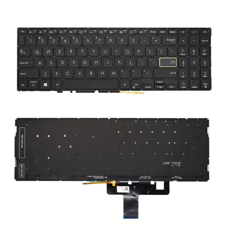 Teclado para Notebook com Retroiluminação Prateado e Preto Asus Vivobook Novo us S533 S533e S533f S533fa E510m E510ma L510m L510ma - Imagem 3