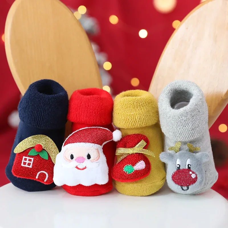 

Autumn and Winter Wool Circle Thickened Baby Socks Spot Adhesive Non-slip Baby Floor Socks Children's Christmas Socks