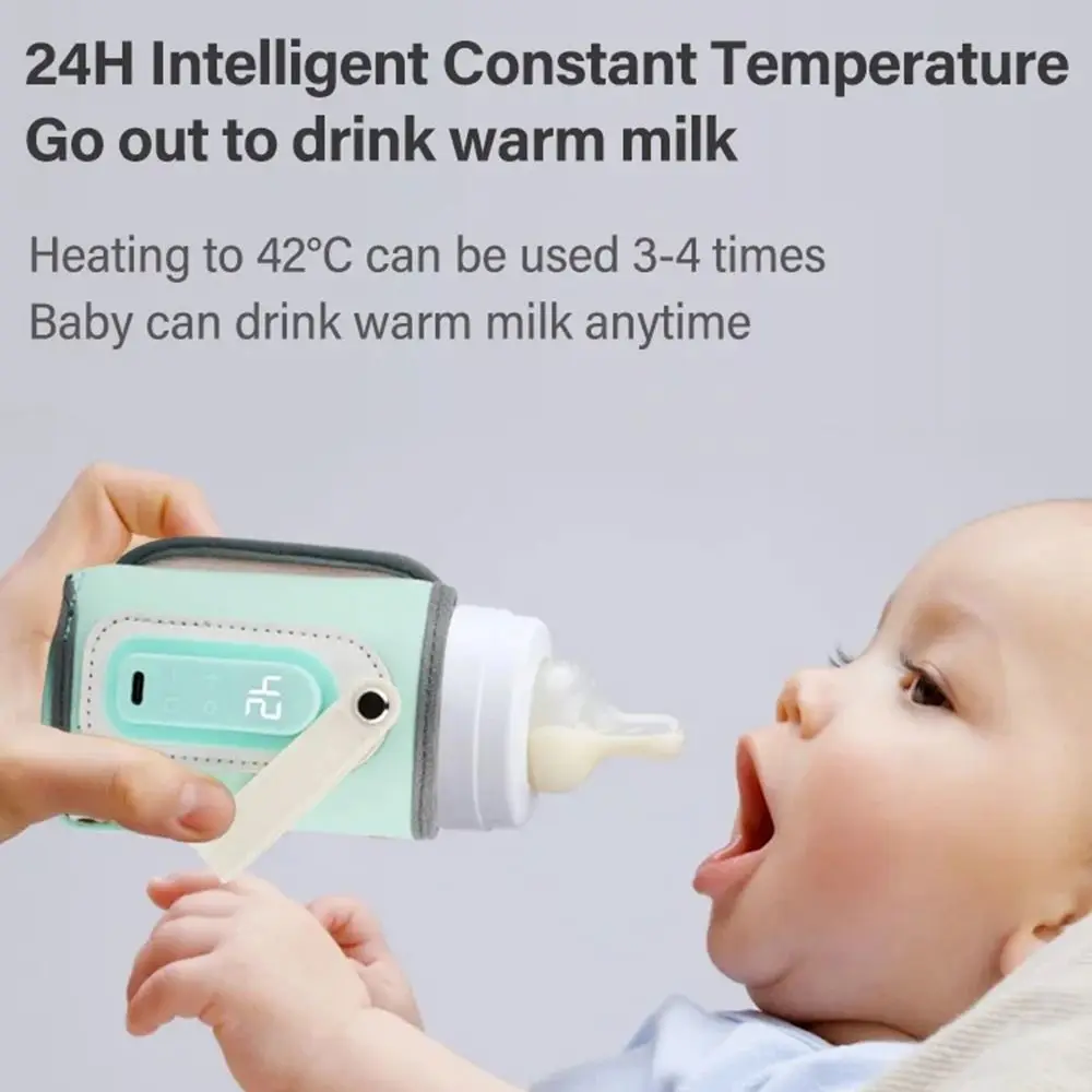 LED Display Portable Baby Bottle Warmer Temperature Adjust 24H Constant Temperature Milk Bottle Insulation Sleeve
