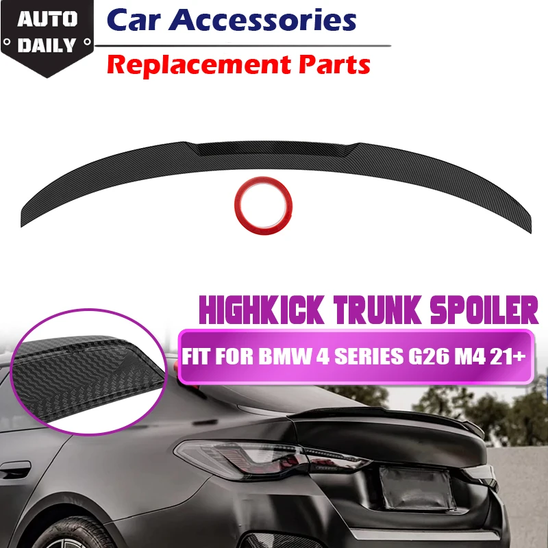M4/Psm Style Carbon Look Posteriore Tronco Spoiler Lip Wing Fit For 2021-23 Bmw Serie 4 G26 I4 Gran Coupe 4Dr 430I