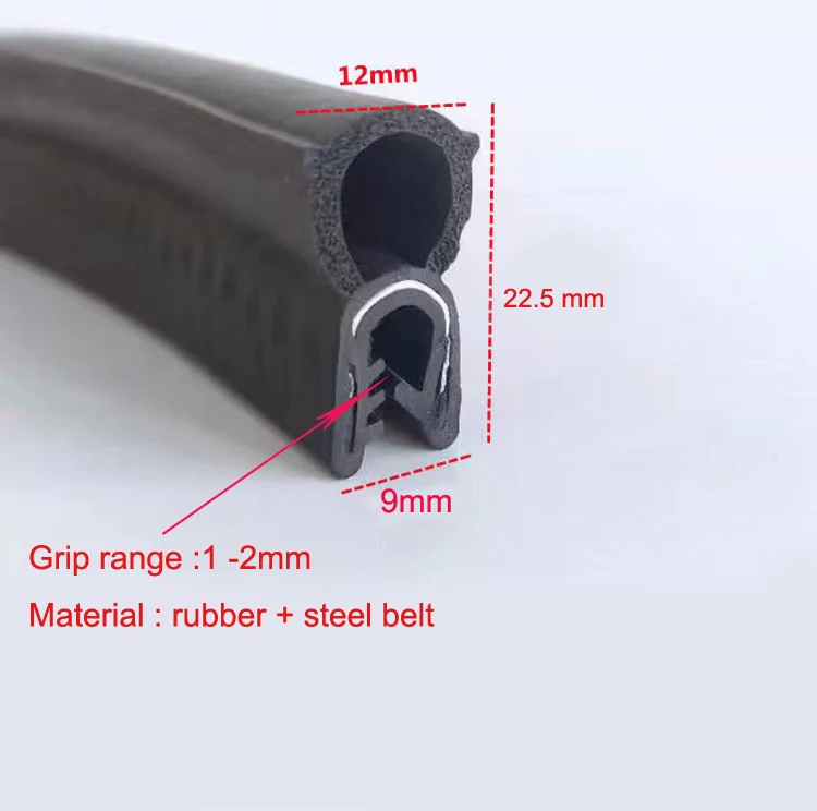 10 mm thick edge black Rubber edge strip U section  13mm high suitable for 9 