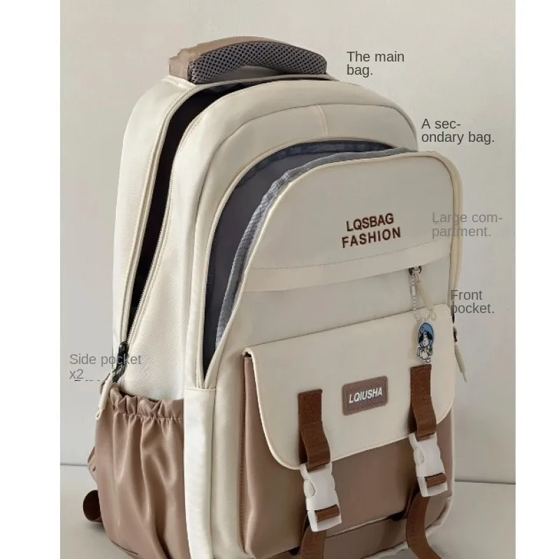 The new college style soft girl color schoolbag Korean version simple letter backpack for primary and secondary school students